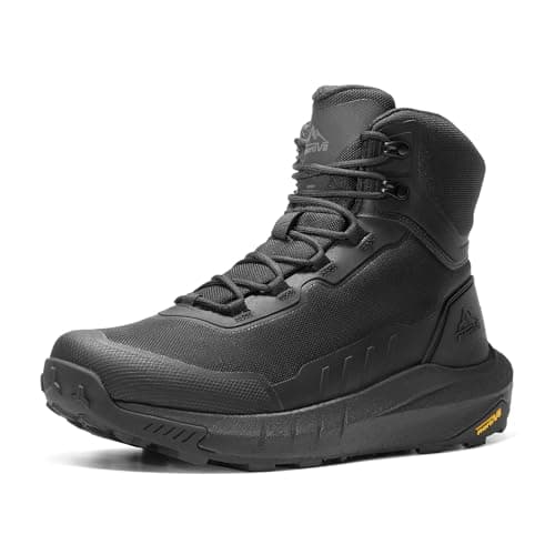 NORTIV 8 Men's Tactical Hiking Boot Lightweight Cushion Sole Boots for Work All Day Side Zipper Motorcycle Combat Military Boot Arch Support 8 Inches Terrascope,Size 11,Black,NMUMMT2503