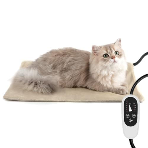 NICREW Cat Heating Pad, Temperature Adjustable Heated Cat Bed with Auto Shut Off Timer, Indoor Pet Heated Bed Mat for Cats and Dogs, 17.7 x 15.7 Inches, 55W (max)