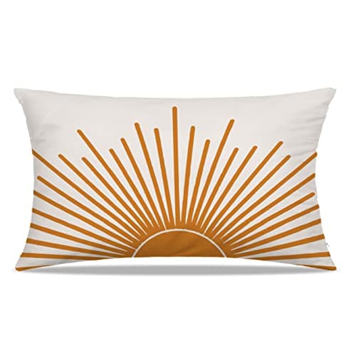 Dibor Boho Sun Sunrise Throw Pillow Covers 12x20 in - Medieval Modern Abstract Tribal Boho Sunshine Home Decorative Couch Cushion Covers, Buff Outdoor Pillow Case for Farmhouse Living Room Sofa