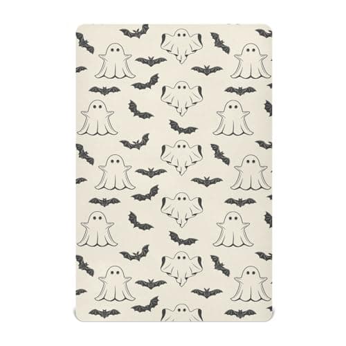 Crib Sheets for Boys Girl Halloween Ghosts Bat Silhouettes Breathable Mini Crib Mattress Sheets Fitted,Toddler Baby Sheets for Crib Mattress Soft & Breathable 39 * 27 * 5In Black