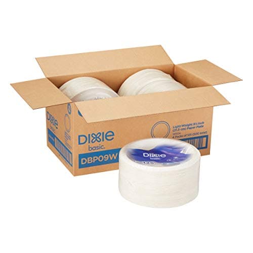 Dixie Basic 8.5" Light-Weight Paper Plates by GP PRO (Georgia-Pacific), White, DBP09W, 500 Count (125 Plates Per Pack, 4 Packs Per Case)