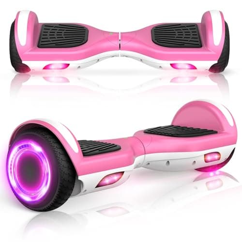 UNI-SUN 6.5" Hoverboard for Kids, Two Wheel Self Balancing Electric Scooter, Hoverboard with LED Lights for Adults, Pink Gray Hover Board