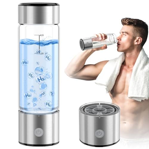 MOVOCA Hydrogen Water Bottle, 3Min 2200PPB Rapid Hydrogen Water Generator -SPE PEM Tech, 14OZ Portable Hydro Water Machine, Health Care Gifts for Husband, Wife, Family, Friends, Travel