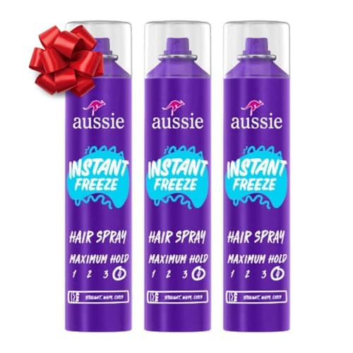 Aussie Instant Freeze Hair Spray for Extreme Hold, Infused with Jojoba Oil & Sea Kelp, Long-Lasting All-Day Hold, Fresh Citrus Scent, Safe for All Hair Types, 10 Fl Oz, 3 Pack