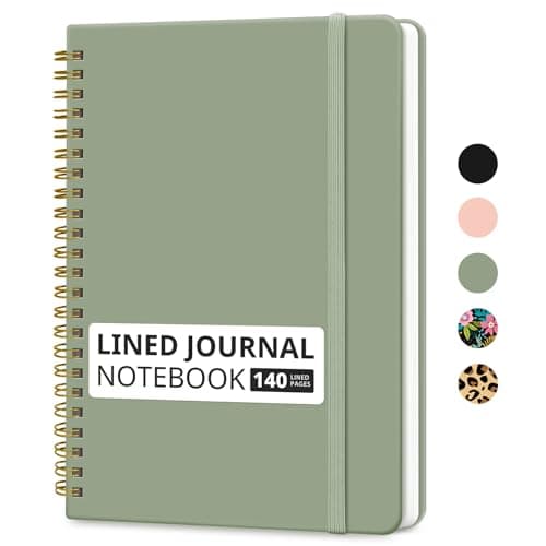 Lined Spiral Journal Notebook for Women & Men, 140 Pages, College Ruled Hardcover Notebook for Work & Note Taking, Journals for Writing, A5(6"x8") - Green