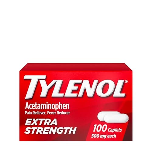 Tylenol Extra Strength Caplets with 500 mg Acetaminophen, Pain Reliever and Fever Reducer for Headache, Backache, Toothache & Minor Arthritis Pain Relief, 100 Count