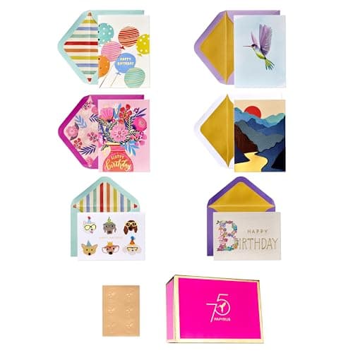 Papyrus 75th Anniversary Greeting Card Assortment for Birthday and All Occasion with Keepsake Box (6-count)