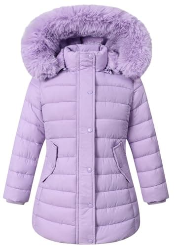 MAJSEBI Girl's Winter Waterproof Warm Long Coat,Kids Puffer Jacket Outerwear Parka,Removable Hood