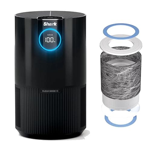 Shark HP100 Air Purifier w/NanoSeal HEPA, Cleansense IQ, Odor Lock, Cleans up to 500 Sq.ft, Captures 99.98% of Particles, Dust, Smoke & Allergens, For Small Bedroom/Office, Charcoal Grey (Renewed)