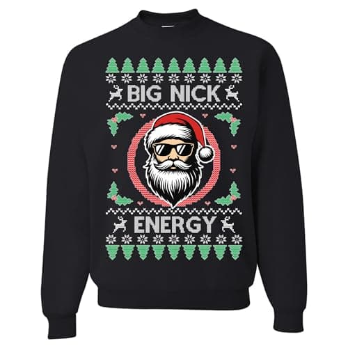 On Coast Big Nick Energy Ugly Christmas Sweater Unisex Xmas Crewneck Sweatshirt, Black, L