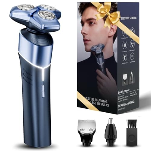 MALEGEBAZ Electric Razor for Men: 3-in-1 Shaver with Hair Clipper and Nose Trimmer - 3D Floating Heads, USB-C Charging, IPX8 Waterproof - for Face, Beard, Body and Travel