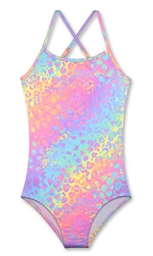 KSK KAISHEK Girls Sparkle Swimsuits Quick Dry Crossback One Piece Beach Swimwear Bathing Suit with Adjustable Strap 4t - 5t