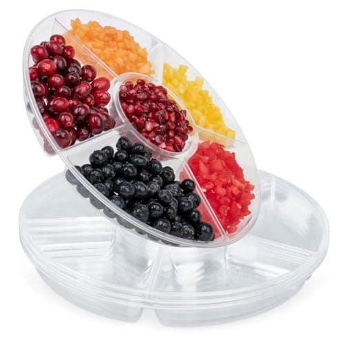 R-kay 4 Pack, 6 Sectional Clear Plastic Serving Trays For Party - Heavy Duty Party Trays For Serving Food - 12 Inch Trays And Platters - Veggie Tray Platter/Divided Serving Tray