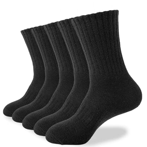 Josnown Mens Wool Hiking Socks 5 Pairs Thick Warm Winter Socks Thermal Cozy Cushion Boot Socks for Cold Weather