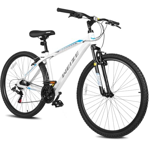 WEIZE Hardtail Mountain Bike, 29 Inch Wheels Outdoor Cycling Bike, 21-Speed Trigger Shifter, Aluminum Frame for Women and Men, Comfort Saddle, MTB Bicycle with Suspension Fork, White