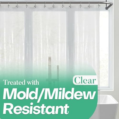 Mrs Awesome Clear Shower Curtain Liner with 3 Magnets, 72x72 Premium Flexible Sturdy Plastic Shower Curtain for Bathroom Lightweight, Waterproof, Clear