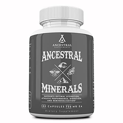 Ancestral Supplements Minerals & Electrolytes with Magnesium, Potassium, Sodium, Supports Optimal Hydration, Immune Health, Athletic Performance, Digestion, and Remineralization, 180 Capsules