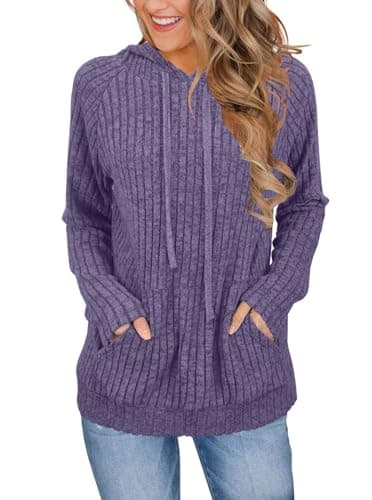 JomeDesign Womens Sweaters Fall Long Sleeve Tops for Women Dressy Casual Hoodie Sweashirts Purple