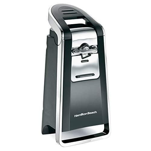 Hamilton Beach Smooth Touch Electric Automatic Can Opener with Easy Push Down Lever, Eliminates Sharp Edges, Opens All Standard-Size and Pop-Top Cans, Extra Tall, Black and Chrome (76606AG)