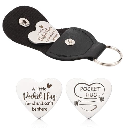 Pocket Hug Token & Leather Keychain, Heart Hug Token for Girlfriend Boyfriend Little Pocket Hug Keychain Pocket Hug Coin for Friends Women Men Christmas Thanksgiving Gifts Friendship