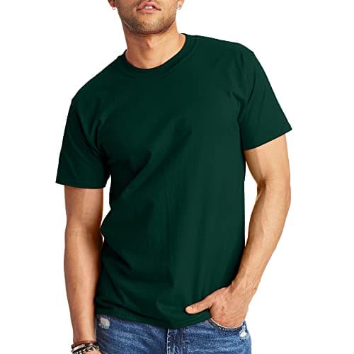 Hanes Mens Beefyt T-shirt, Heavyweight Cotton Crewneck Tee, 1 Or 2 Pack, Available In Tall Sizes Fashion-t-shirts, Deep Forest - 1 Pack, Medium US