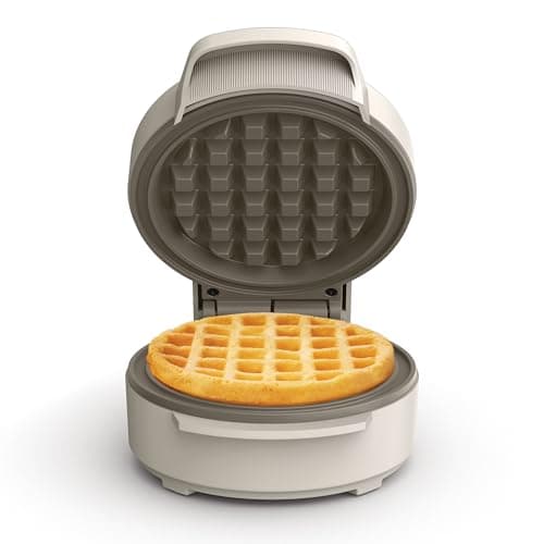 bella Snack-n-Store Mini Waffle Maker, EverGood™ Ceramic Nonstick Coating, Cord Wrap, Ready Indicator Light & Cool Touch Handles, Stackable Design & Customizable Plates, 350 Watt, Oatmilk