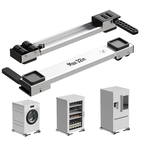 KVRG Appliance Rollers Heavy Duty,Newest Extendable Appliance Sliders,Liftable Washing Machine Base,Easily Move Washer and Dryer Machines,Refrigerators,Furniture-White