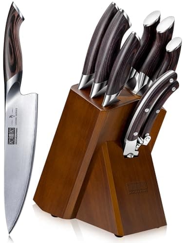 HOSHANHO 8-Piece Kitchen Knife Set, Japanese High Carbon Super Steel Knife Sets with Block, Professional Ultra Sharp Chef Knife Set with Scissors