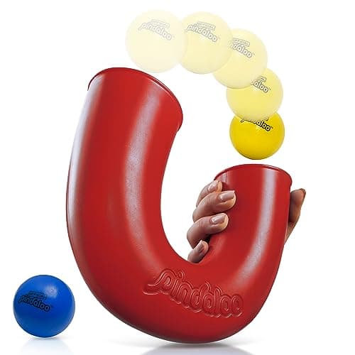 Original pindaloo Skill Game with 2 balls- Gifts for Kids and adults Indoor & Outdoor Games, Ball Toys for, Teen, & Girls- Gift Ideas for Teens, Fun Stuff Party, Develops Motor & Juggling Skills - Red