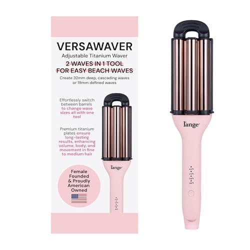 L'ANGE Hair VersaWaver Adjustable Titanium Waver | Pick 19mm or 32mm Waves with 1 Tool | Titanium 3-Barrel Waving Tool | Cool Tip Also Rotates Barrel to Change Wave Lengths (Blush)