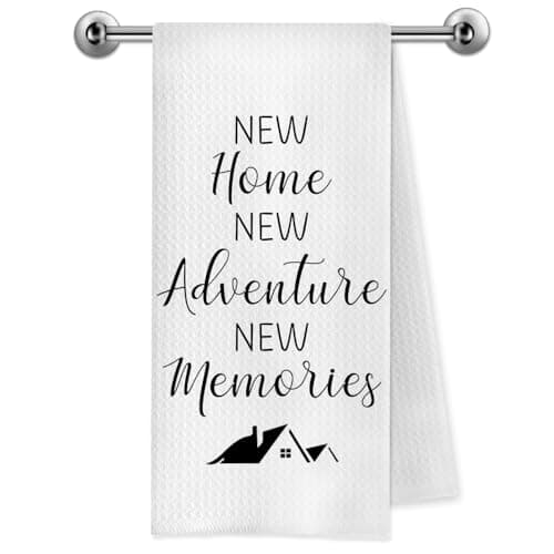 Trenstise House Warming Gifts New Home Kitchen Towels, Housewarming Gifts for Women Men, New Home Adventure Memories Decorative Dish Tea Hand Towels for Kitchen Bathroom, 16x24 Inch