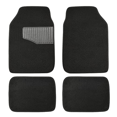 Amazon Basics Universal Fit Rubber Carpet Floor Mats For Car SUV Van & Truck, 4-Piece, Black, 25"L x 17.5"W (Front), 13"L x 17.5"W(Rear)