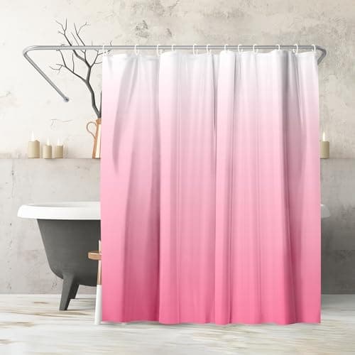 Americanflat 71x74 Pink Ombre Shower Curtain - Water-Resistant Long Shower Curtain with Durable Metal Grommets and 12 Hooks - 100% Polyester