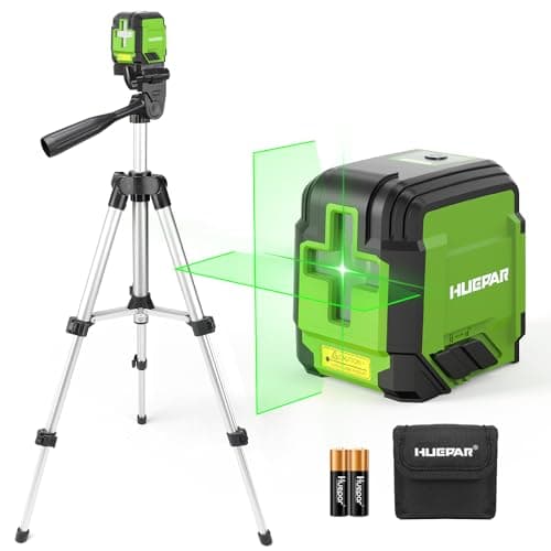 Laser Level with Tripod, HUEPAR 98Ft Self Leveling Laser Level Green Line Laser Cross Line Laser Leveler Tool for Picture Hanging, Tile, Home Renovation, Indoor Project, Battery&Carrying Bag Included