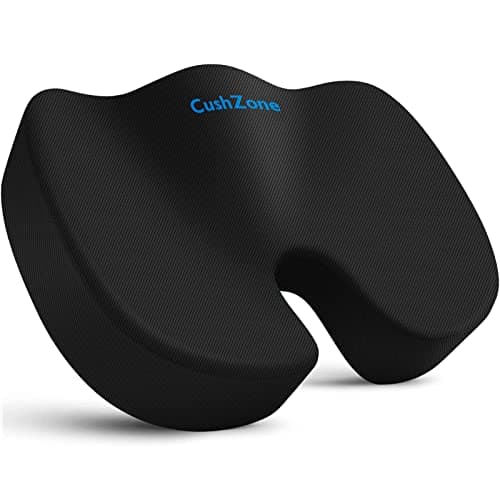 CushZone Seat Cushion Office Car Seat Cushion, Memory Foam Cushion for Office Chair, Car Seat, Airplane, Bleacher Non-Slip Chair Pad, Butt Pillow for Desk, Wheelchair, Car (Black)