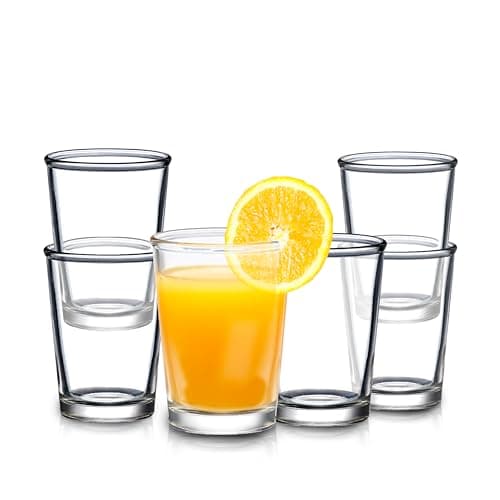 SOUL ONE 5 oz Small Juice Glasses, Set of 6, Stackable Heavy Based Drinking Glasses, Kids Small Drinking Glassware for Orange Juice, Water, Milk, Coffee