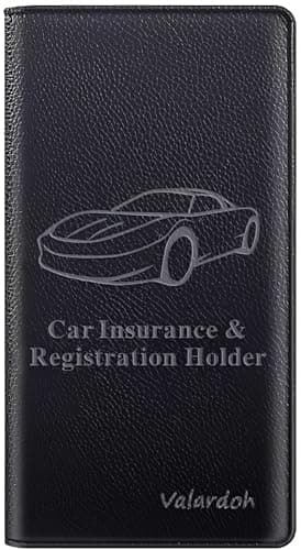 Valardoh Premium Car Registration and Insurance Card Holder, Car Document Holder for Cards, Driver License & other Essential Documents (Black)