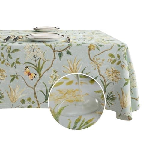 HOMOHEINI Rectangle Table Cloth,100% Waterproof Tablecloth Oil Proof Spill Proof Vinyl Table Cloth, Wipe Clean Plastic Table Cover for Dining, Camping, Indoor and Outdoor 52" x 70",Leaves