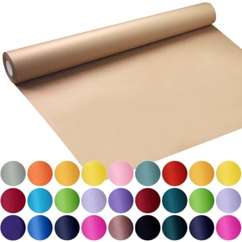 SMART&CASUAL 17.8"×1,200"(100') Brown Kraft Wrapping Paper for Craft Gift Bulletin Board Banner Bouquet Flower Table Covering Packing Shipping Moving 70GSM 50LB