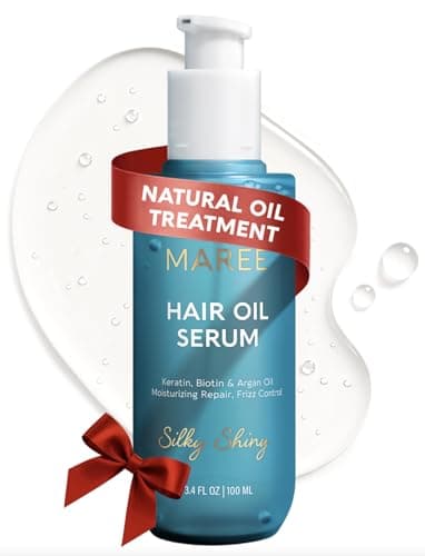 MAREE Hair Oil for Frizzy Hair with Argan Oil, Keratin & Biotin – Hair Serum for Dry and Curly Hair Gloss – Frizz Control Hair Care Products for Women – Aceite Para el Cabello – Keratin Hair Treatment