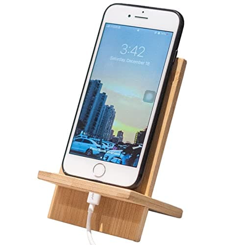 LIFATION Bamboo Phone Stand with Charging Hole Detachable Portable Wood Mobile Phone Holder