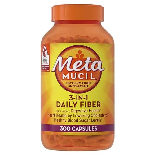 Metamucil, Psyllium Husk Capsules, 300 Capsules, 3-in-1 Fiber Supplement, Daily Psyllium Husk Fiber Capsules Help Support Digestive Health by Promoting Regularity*, Help Supplement Daily Fiber Intake