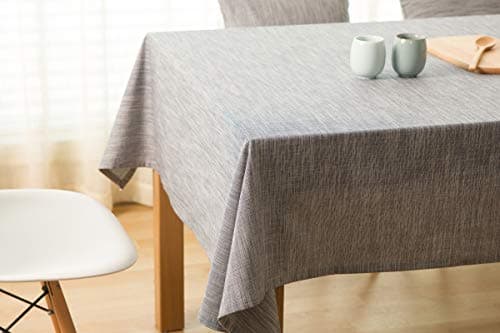 Daesar Rectangular Tablecloth Kitchen 64x52 inch Banquet Tableclothes Plain Color Cotton Linen Tablecloth Grey