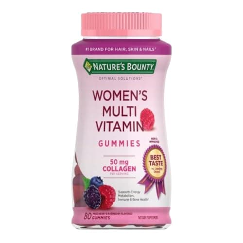 Nature's Bounty Optimal Solutions Women's Multivitamin, Immune and Cellular Energy Support, Bone Health, Raspberry Flavor, 80 Gummies