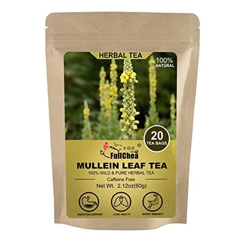 FullChea -Mullein Leaf Tea Bags, 20 Teabags, 3g/bag For Lungs - Non-GMO - Caffeine-free - Natural Healthy Herbal Tea For Detox & Respiratory Support