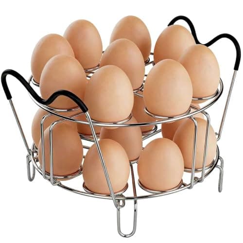 Instant Pot Egg Rack- Stackable 304 Stainless Steel Egg Steamer Rack | Holds 18 Eggs | Heat-Resistant Handles | Fits 6qt & 8qt Pressure Cookers | Egg Holder for Boiled Eggs