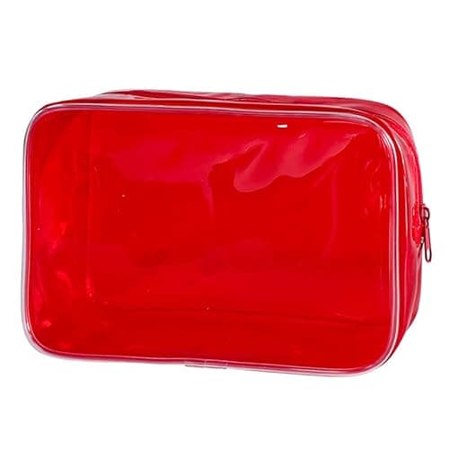 Neon Pouch Small, Makeup Bag, 7"x2.3"x4.7" Size TSA Approved Toiletry Bag, Clear Travel Bags for Toiletries, Clear Cosmetic Bag for Women and Men Small (red)