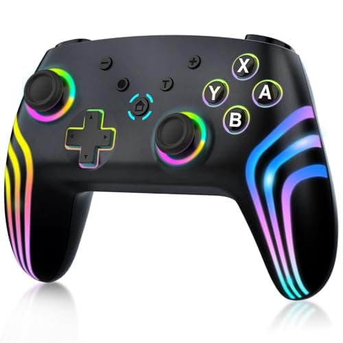 Best Wireless Controllers #9 from MYSTILUCK MYSTILUCK Wireless Pro Controller for Switch/Switch 2/Lite/OLED/PC, Gamepad with 7 Color-Changing RGB Lighting/Dual Vibration/6-Axis Gyroscope/Turbo, Ergonomically Designed Precise Joystick