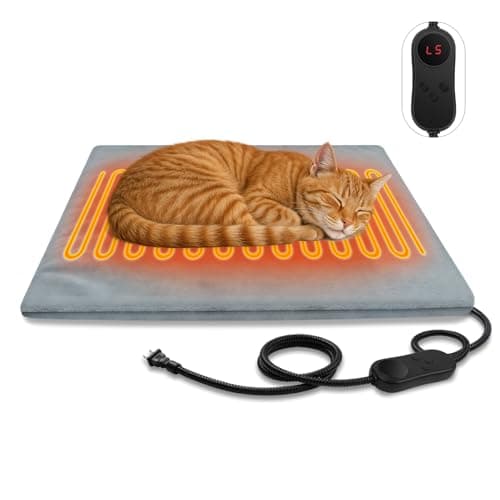 AFDUV Pet Heating Pads for Cats & Dogs Outdoor Indoor, 17.7 * 17.7inches Puppy Cat Heating Pad Bed Mat Outdoor Waterprooof, Heated Dog Blanket Bed Outside, Gifts for Cats Puppy in Winter