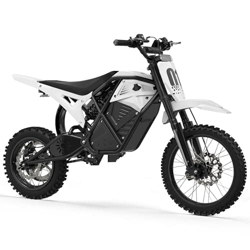ESKUTE Electric Dirt Bike for Teens Adults, Mid-Drive Motor 3500W Peak, Electric Motorcycle 48V23Ah Battery, Hydraulic Disc Brake，53Mile,38mph, Hydraulic Nitrogen Dual Shock Absorbers,White